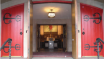 Main Entrance Open Red Doors at First Lutheran